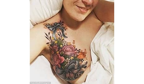 Mother, 36, Has Flowers Tattooed Over Her Mastectomy Scars After Beating Breast Cancer Because She Refused to Have Plastic Surgery